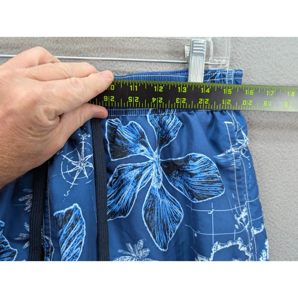 Paradise Shores Board‎ Shorts Trunk Mens Size L Floral Tropical Hawaiian Blue